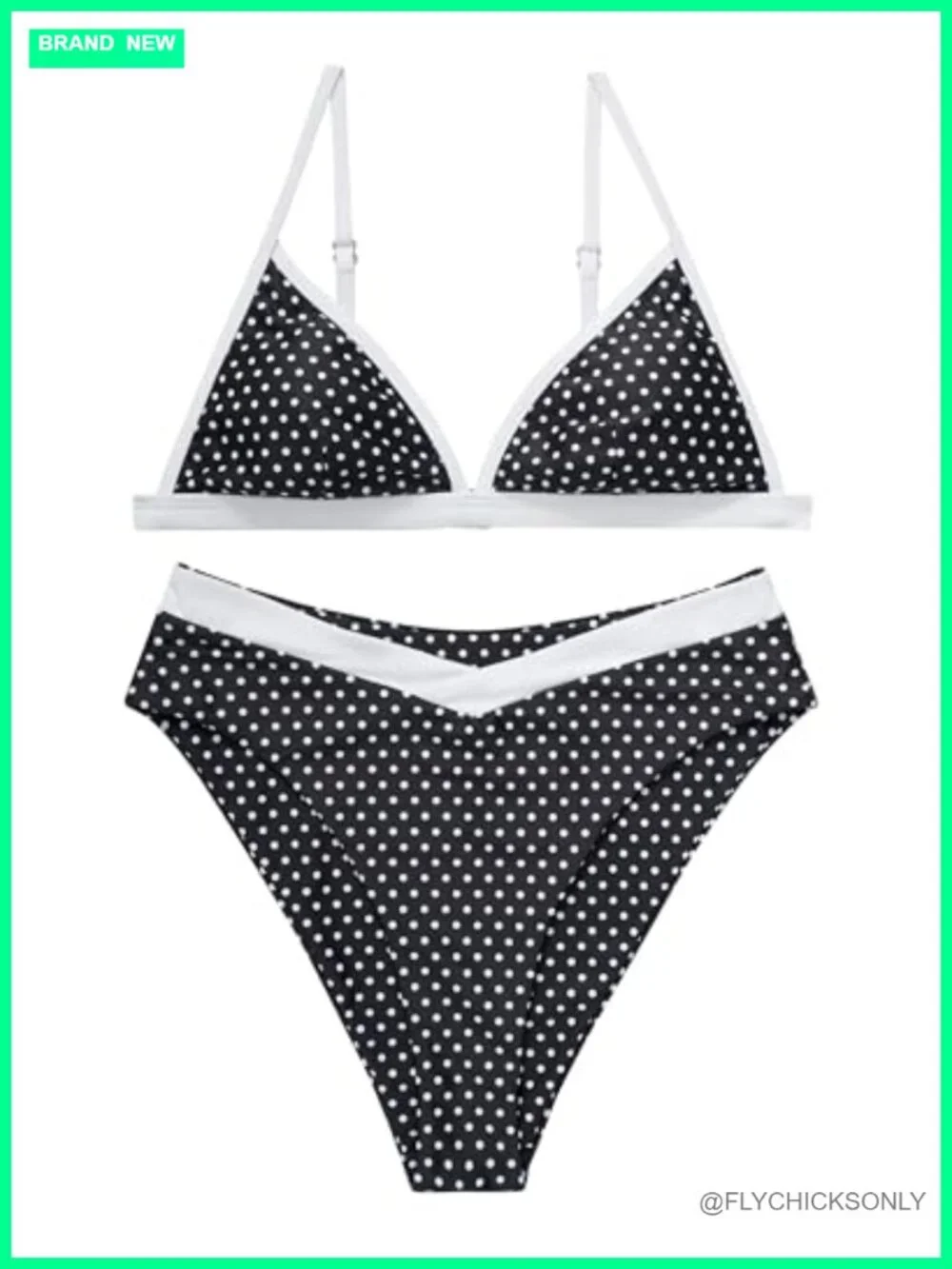 Women's Triangle High Cut Bikini Set High Waisted Tummy Control 2 Piece Swimwear